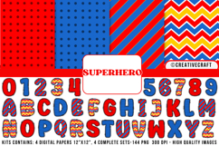 Superhero Digital Papers, superhero doodle letters Product Image 1