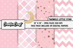 Twinkle Little Star Digital Paper, night illustration design Product Image 1