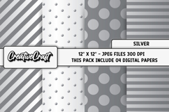 Silver Digital Papers, silver scrapbook, silver backgrounds Product Image 1