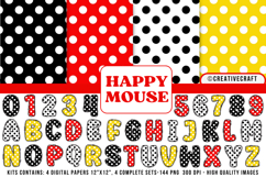 Happy Mouse Digital Papers, happy mouse doodle letters Product Image 1
