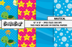 Nautical Digital Papers, scrapbooking backgrounds designs Product Image 1