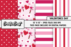 Valentines Day Digital Papers, valentines day illustrations Product Image 1