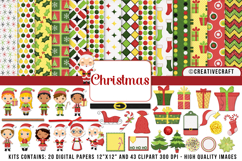 Christmas Digital Paper and Clipart png, illustration Product Image 1
