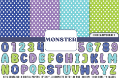 Monsters Digital Papers, monsters doodle letters Product Image 1