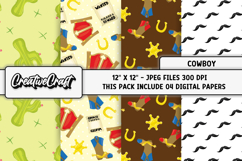 Cowboy Digital Paper, sheriff graphic, cowboy illustrations Product Image 1