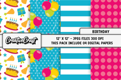 Happy Birthday Digital Papers, scrapbook backgrounds designs Product Image 1