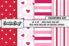 Valentines Day Digital Papers, valentines day illustrations Product Image 1