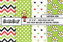 Ladybug Girl Digital Papers, ladybug gitl digital scrapbook Product Image 1