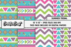 Summer Tribal Digital Paper, summer tribal digital scrapbook Product Image 1