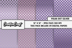 Polka Dot Silver Digital Papers, polka dot background design Product Image 1