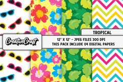 Tropical Summer Digital Papers, illustrations, backgrounds Product Image 1