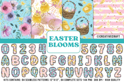 Easter Floral Alphabet &amp; Numbers Seamless Patterns PNG Product Image 1