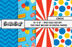 Circus Digital Paper, circus graphic, carnival illustration Product Image 1