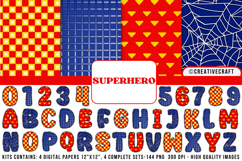 Superhero Digital Papers, superhero doodle letters Product Image 1