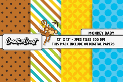 Monkey Baby Digital Papers, monkey backgrounds illustrations Product Image 1