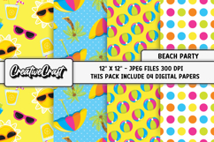 Beach Party Digital Paper, summer backgrounds illustrations Product Image 1