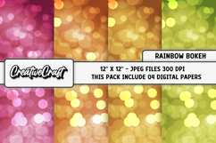 Rainbow Bokeh Digital Papers, bokeh backgrounds illustration Product Image 1