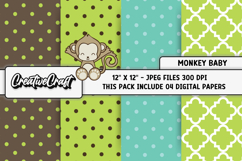 Monkey Baby Digital Papers, monkey backgrounds illustrations Product Image 1