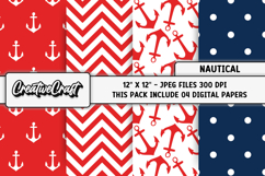 Nautical Digital Papers, scrapbooking backgrounds designs Product Image 1
