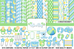 Baby Boy Digital Paper and Clipart png, baby illustration Product Image 1