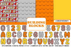 Building Blocks Digital Papers, building doodle letters Product Image 1