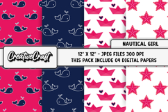 Nautical Girl Digital Papers, nautical backgrounds designs Product Image 1