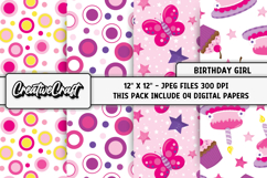 Birthday Girl Digital Paper, birthday graphic, illustratrion Product Image 1