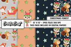 Christmas Forest Digital Paper, merry christmas illustration Product Image 1