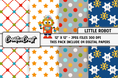 Little Robot Digital Papers, background design illustrations Product Image 1