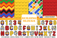 Building Blocks Digital Papers, building doodle letters Product Image 1