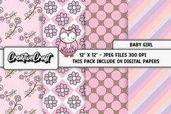 Baby Girl Digital Papers, baby shower digital scrapbooking Product Image 1