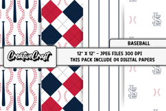 Baseball Sport Digital Paper, baseball graphic illustrations Product Image 1