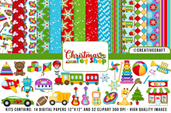Christmas Digital Paper and Clipart png, illustration Product Image 1