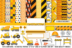 Construction Digital Paper and Clipart png, tool clipart Product Image 1