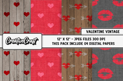 Valentine Day Vintage Digital Papers, backgrounds designs Product Image 1