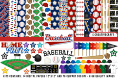 Baseball Digital Paper and Clipart png, Baseball clipart Product Image 1
