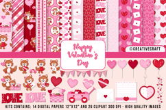 Valentine Day Digital Paper and Clipart png, illustration Product Image 1