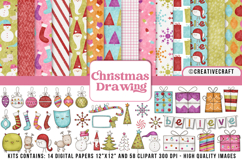 Christmas Digital Paper and Clipart png, illustration Product Image 1