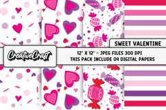 Valentines Day Digital Papers, valentines day illustrations Product Image 1
