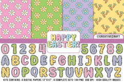 Easter Day Digital Papers, easter day doodle letters Product Image 1