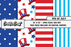 4th of July Digital Papers, independence day digital papers Product Image 1