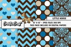 Little Horse Digital Papers, cowboy backgrounds illustration Product Image 1