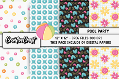 Pool Party digital papers, summer tropical scrapbook designs Product Image 1