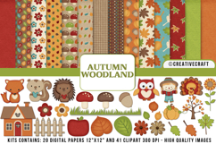 Autumn Fall Digital Paper and Clipart png, autumn clipart Product Image 1