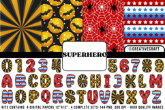 Superhero Digital Papers, superhero doodle letters Product Image 1