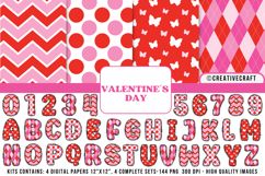 Valentines Day Digital Papers, valentines day doodle letters Product Image 1
