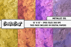 Metallic Oil Digital Papers, metallic oil backgrounds design Product Image 1