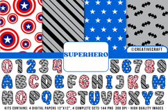Superhero Digital Papers, superhero doodle letters Product Image 1