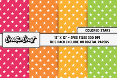 Colored Stars Digital Papers, scrapbook backgrounds designs Product Image 1