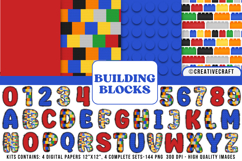 Building Blocks Digital Papers, building doodle letters Product Image 1